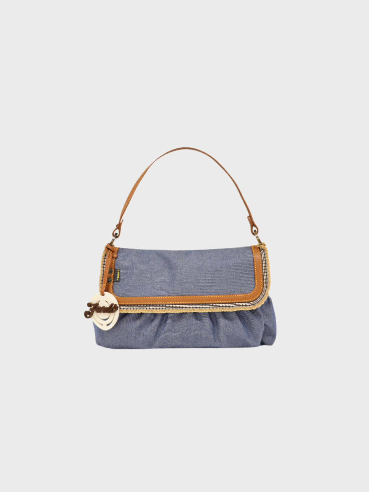 Fendi 2000s Blue Denim Leather One-Shoulder Bag