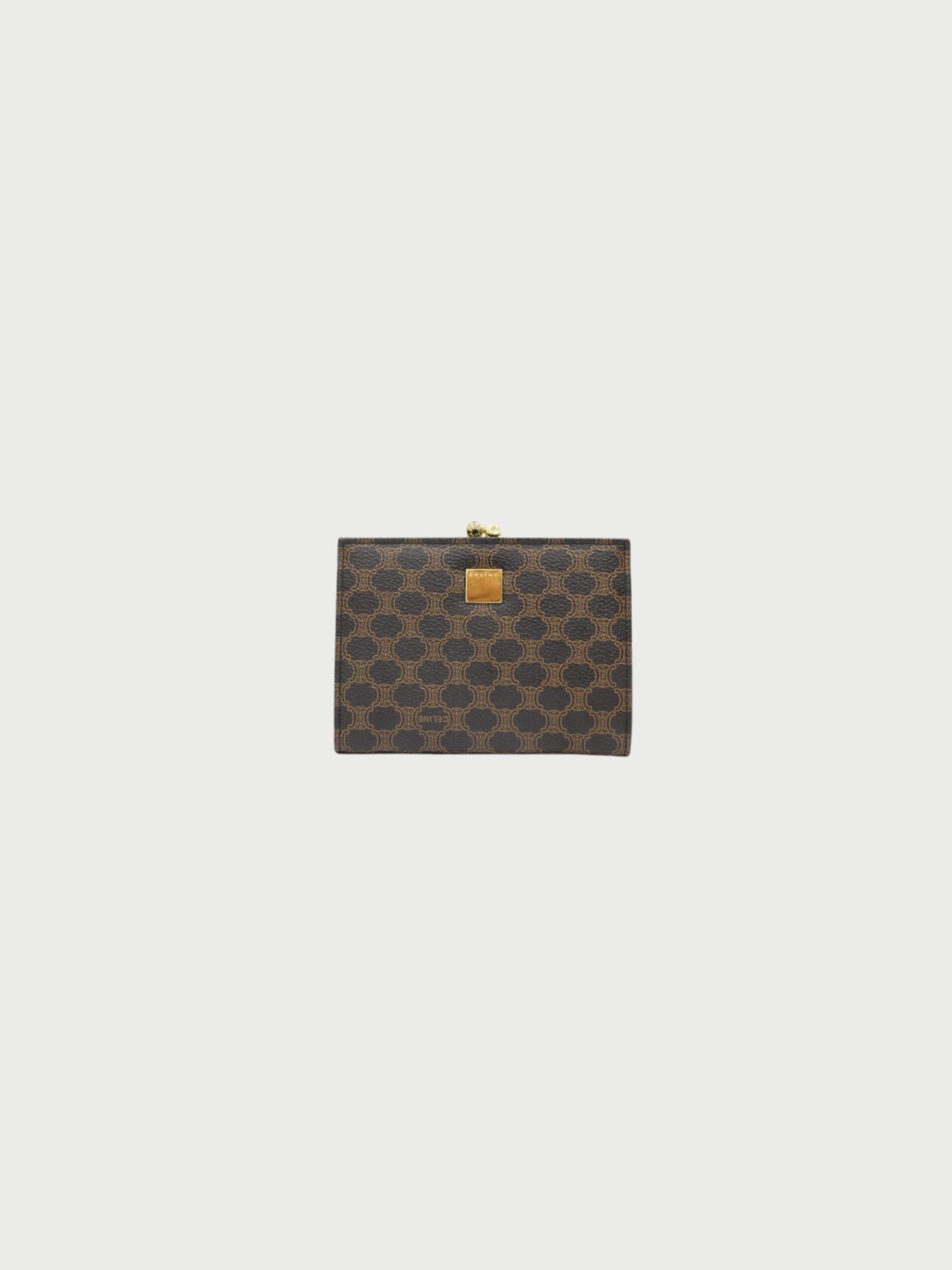 Celine 2000s Brown Macadam Canvas Leather Coin Case