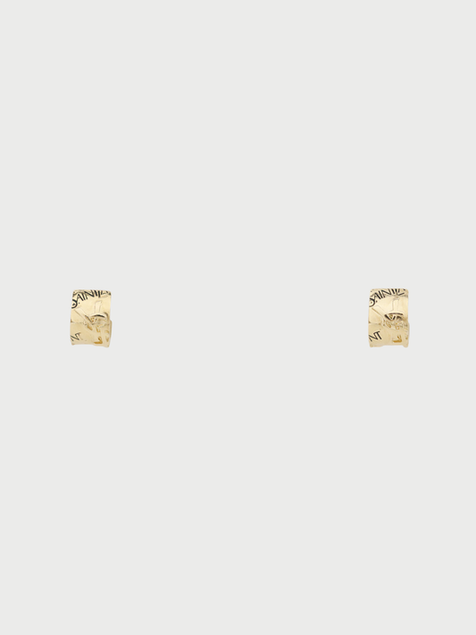 Yves Saint Laurent 1990s Gold Plated Metal Logo Earrings