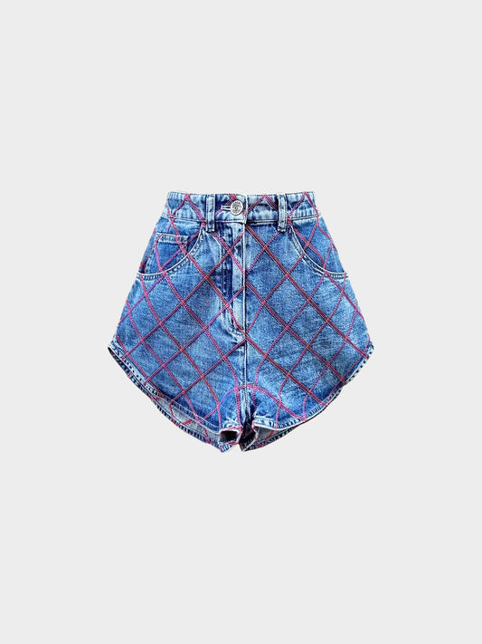 Chanel 2022 Coco Beach Quilted Denim Shorts