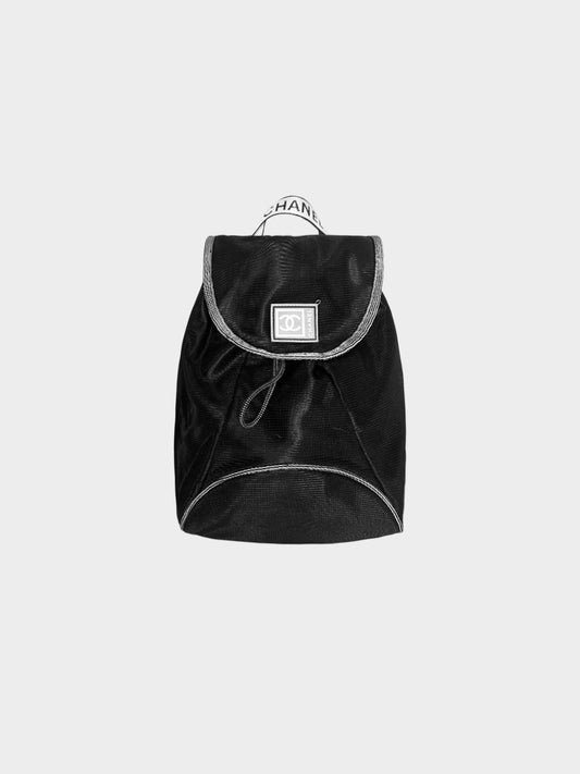 Chanel Mid 2000s Sports Black Nylon Mesh Backpack