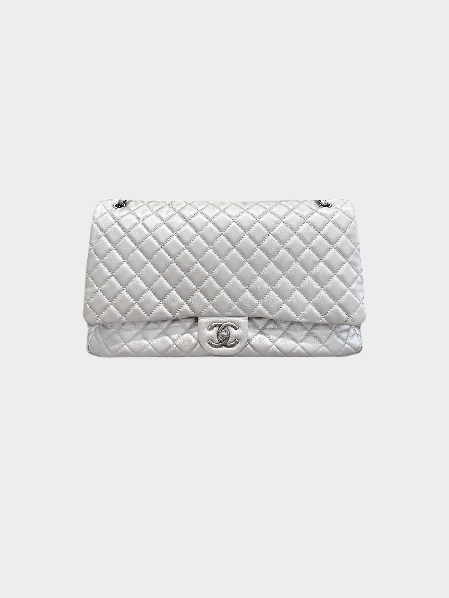 Chanel 2016-2017 Silver Caviar Quilted XXL Travel Flap Bag