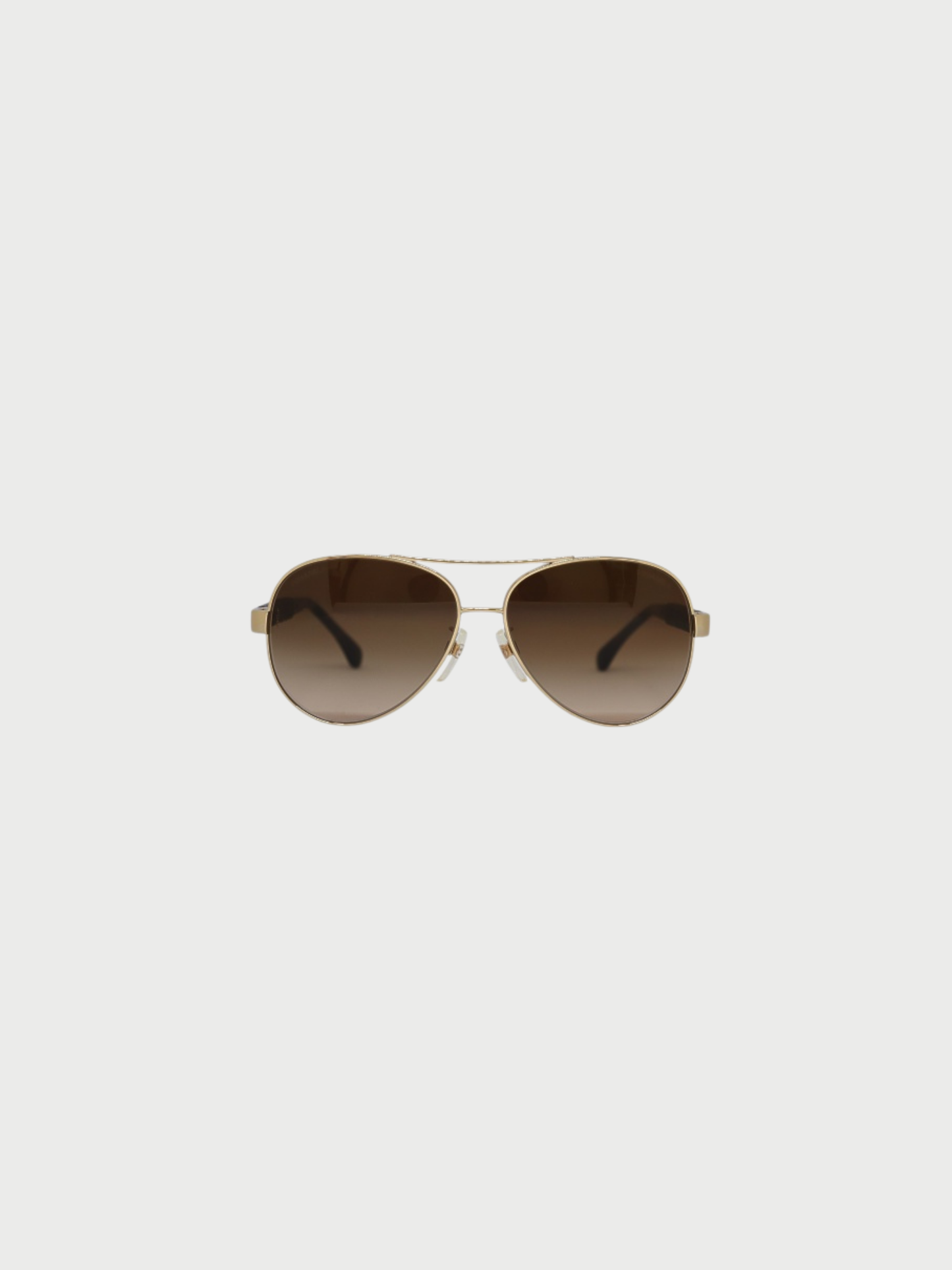 Chanel 2000s Gold Brown Teardrop Sunglasses
