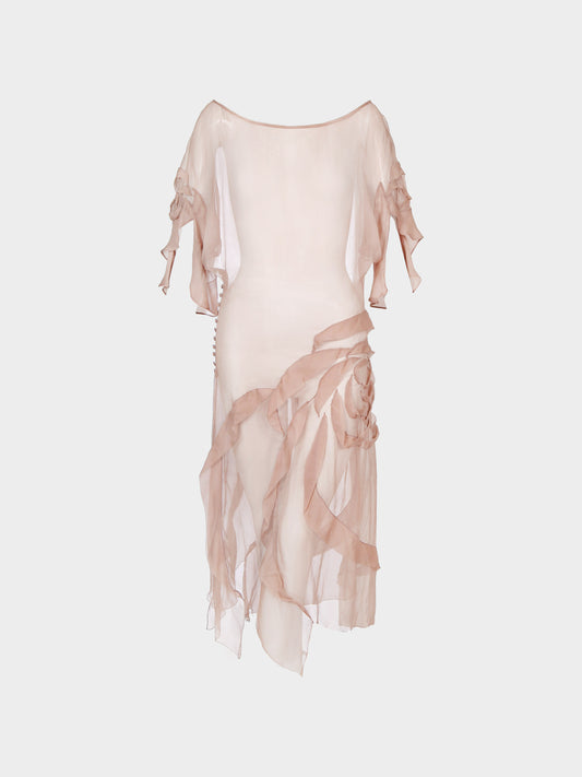 John Galliano FW 2008-2009 Beige 'Pleasuredome' Sheer Chiffon Dress