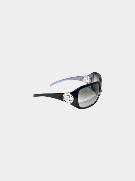 Chanel 2000s Purple CC 6023 Oversized Sunglasses