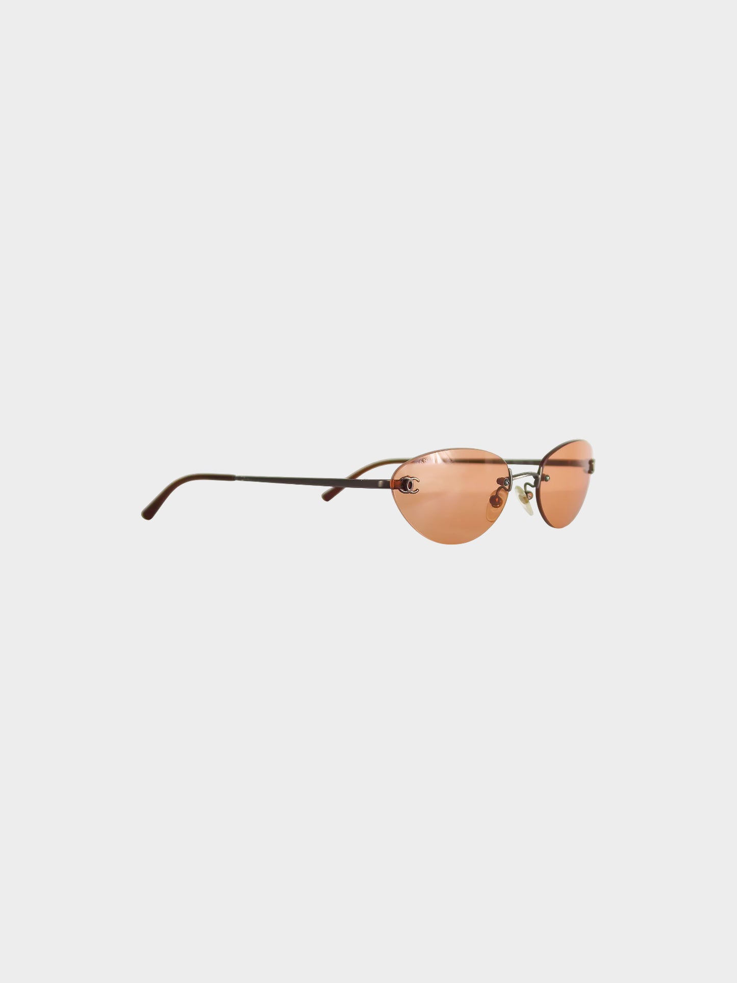 Chanel 2000s Orange Tinted Rimless CC Sunglasses