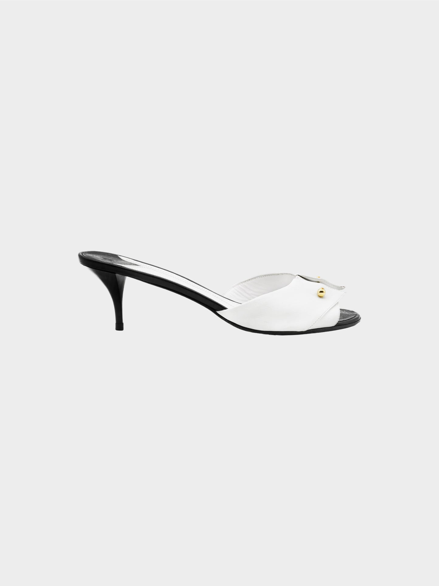 Chanel by Karl Lagerfeld 2000 Black and White Two-tone Leather Sandals