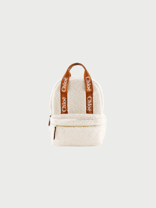 Chloé 2020s Off White Cotton Logo Boa Backpack
