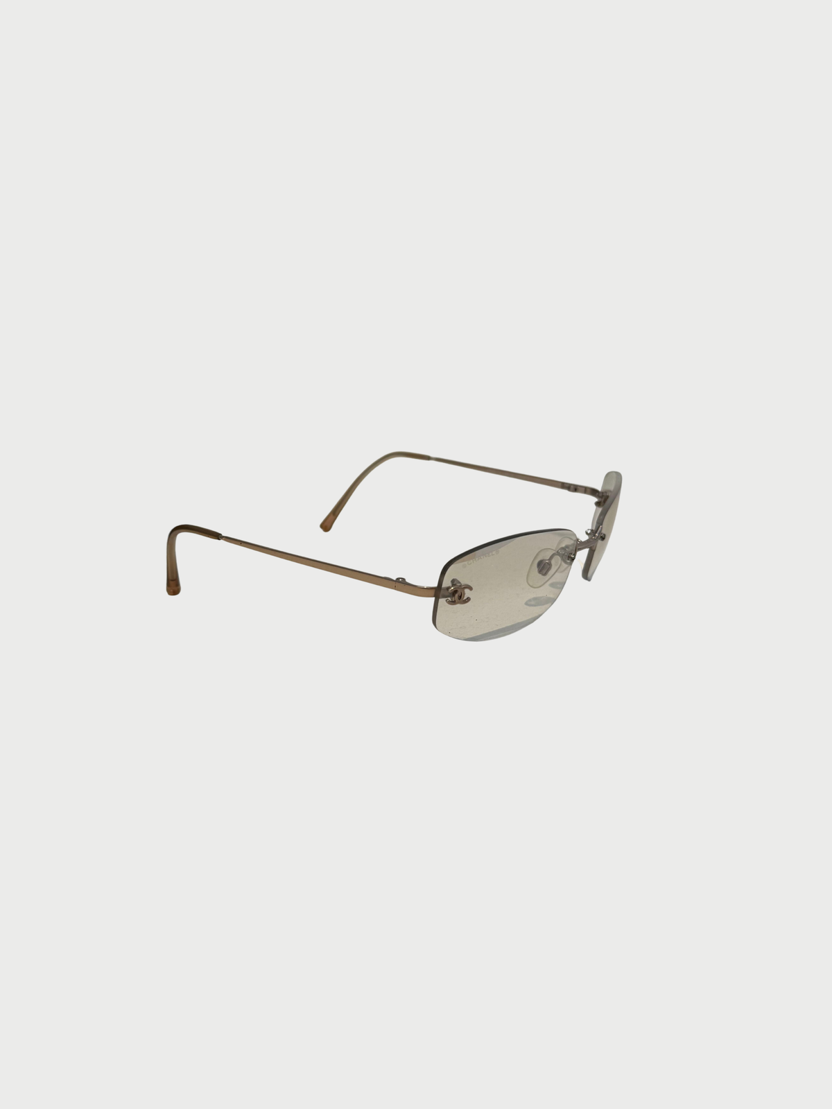 Chanel 2000s Brown Rimless CC Logo Sunglasses