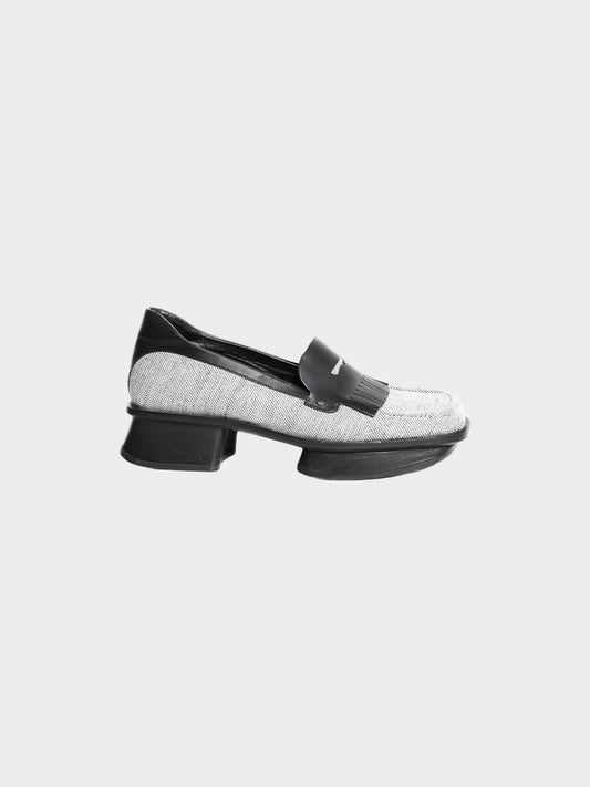 Prada SS 1999 Black and Grey Platform Loafers