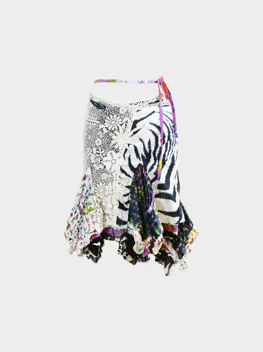 Gucci 2005 Multicolor Floral and Animal Print Patchwork Skirt