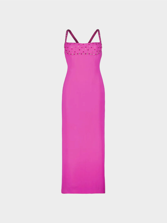Gianni Versace 1998 Pink Studded Long Dress