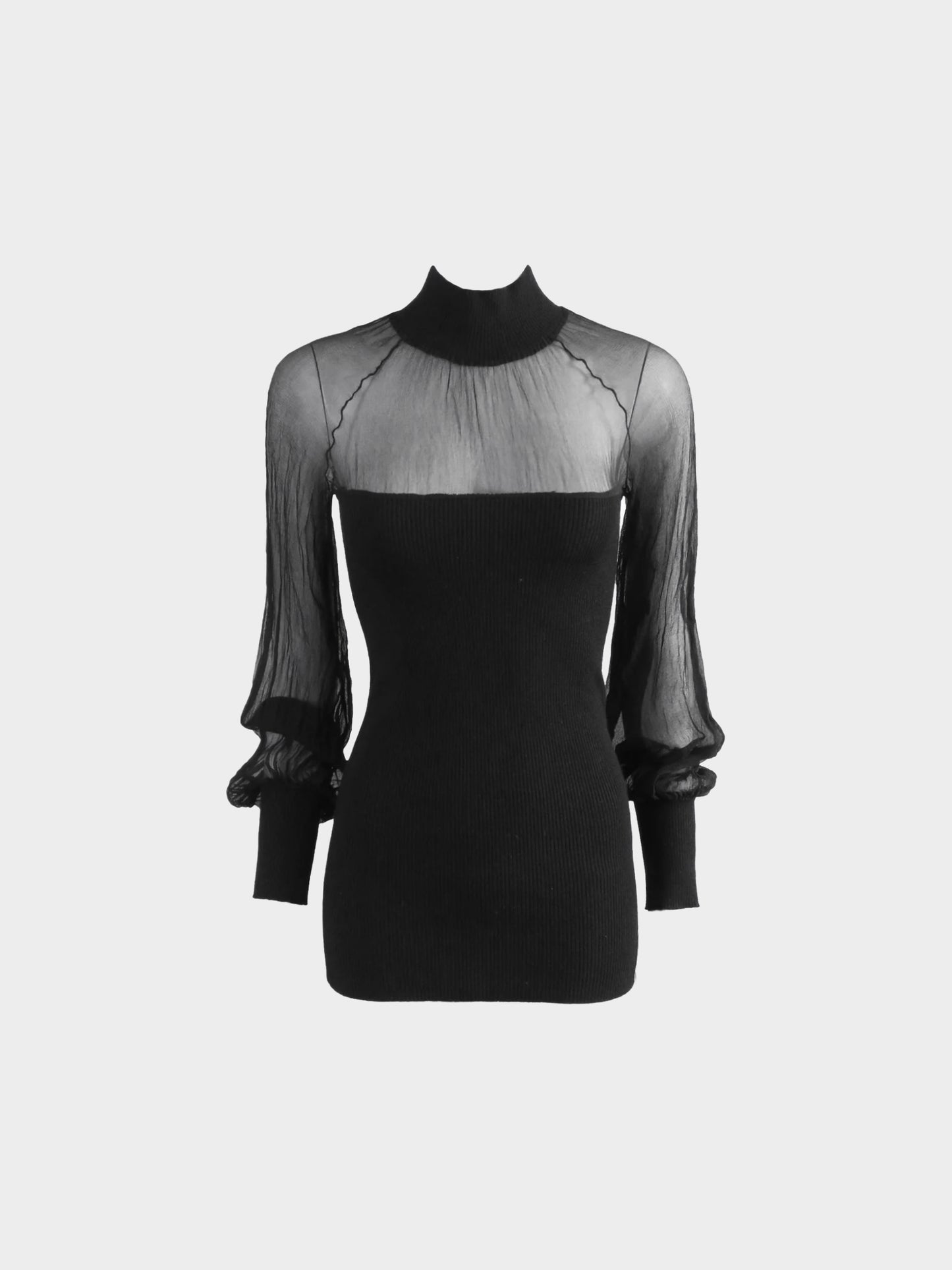 Christian Dior by John Galliano FW 2002 Black Micro Sheer and Knitted Dress