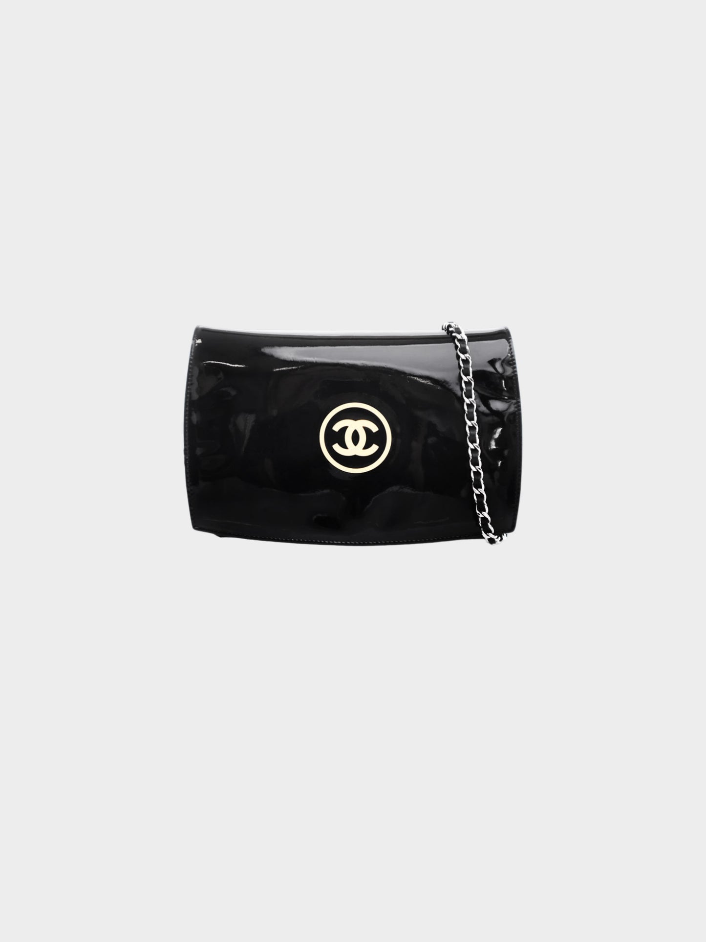 Chanel 2011 Black Patent Leather CC Wallet On Chain