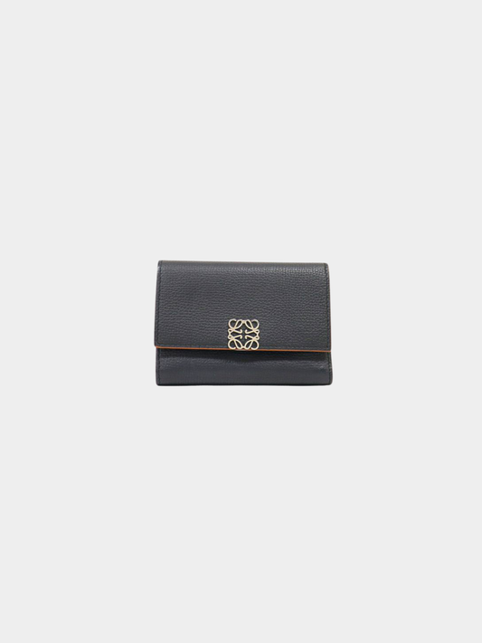 Loewe 2010s Black Leather Anagram Wallet