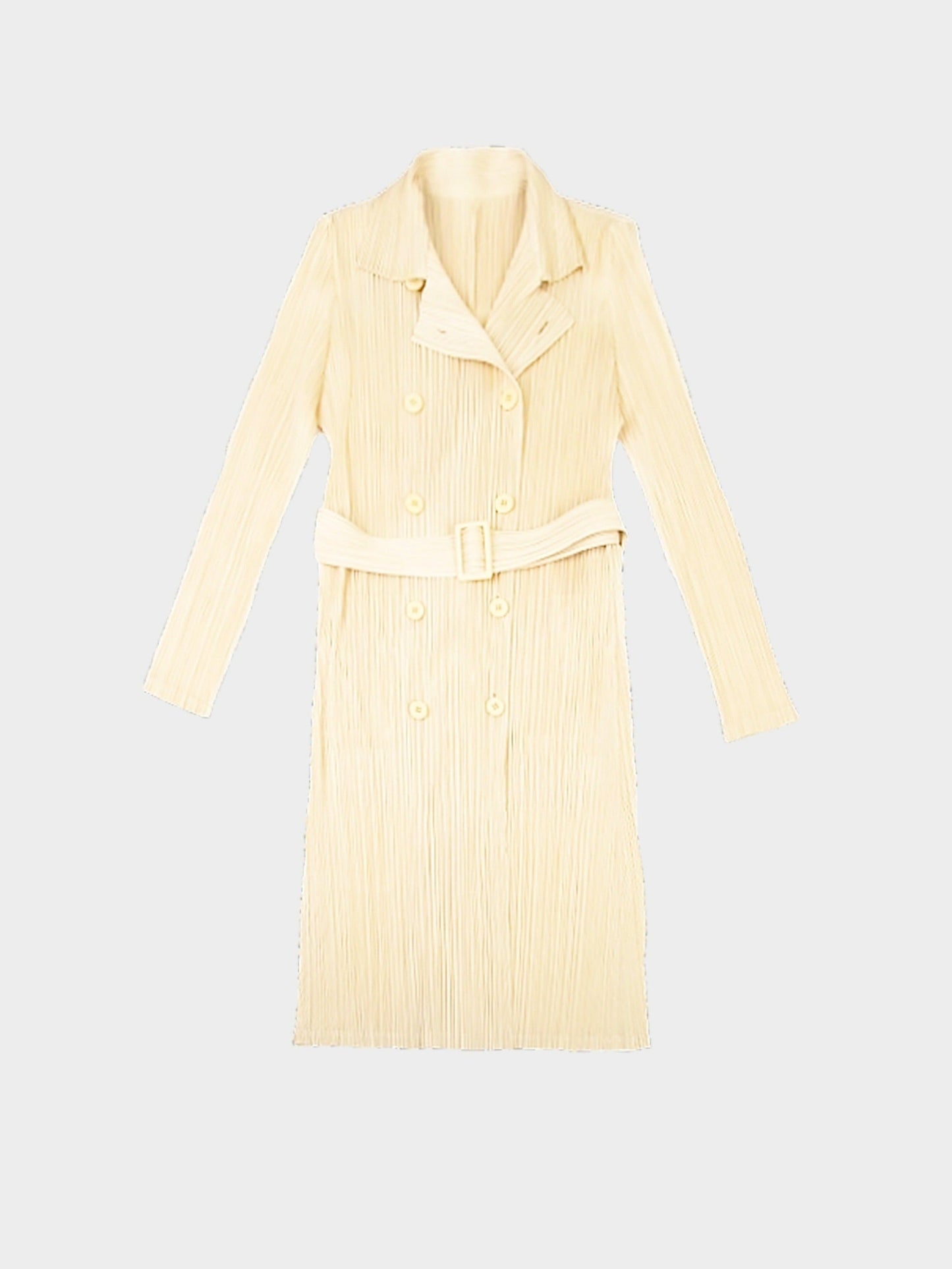 Issey Miyake Pleats Please Autumn 2008 Cream Pleated Trench Coat