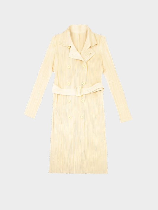 Issey Miyake Pleats Please Autumn 2008 Cream Pleated Trench Coat