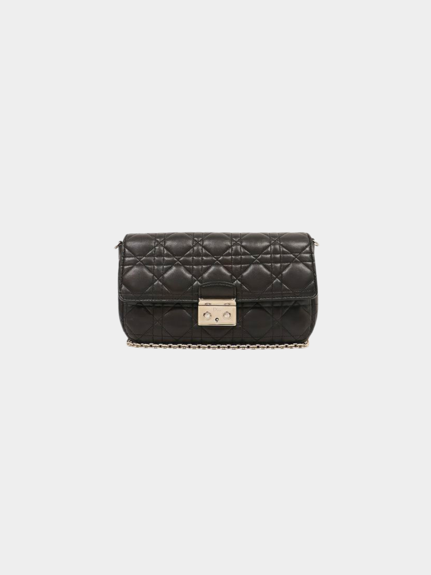 Christian Dior 2010s Black Cannage New Lock Leather Chain Shoulder Bag