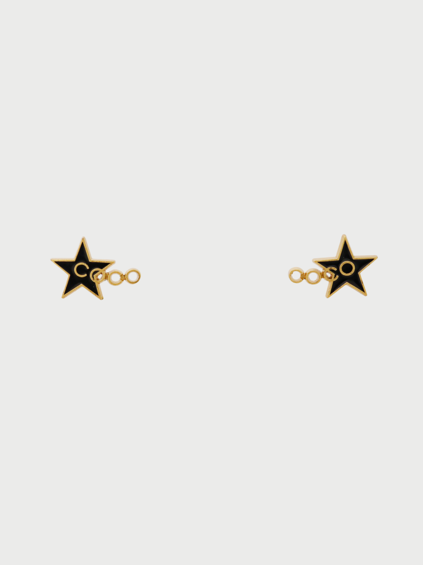 Chanel 2001 Black Gold Plated Metal Coco Star Earrings