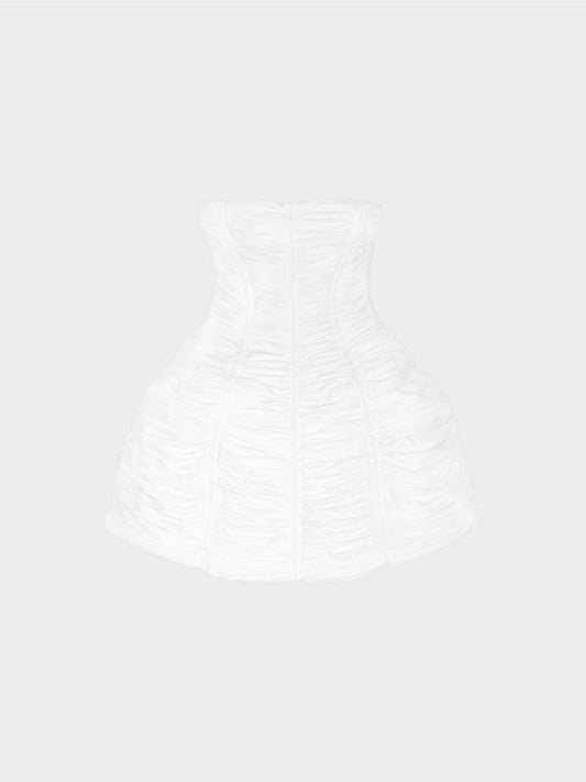 Jean Paul Gaultier SS 2015 Runway White Gathered Corset Dress