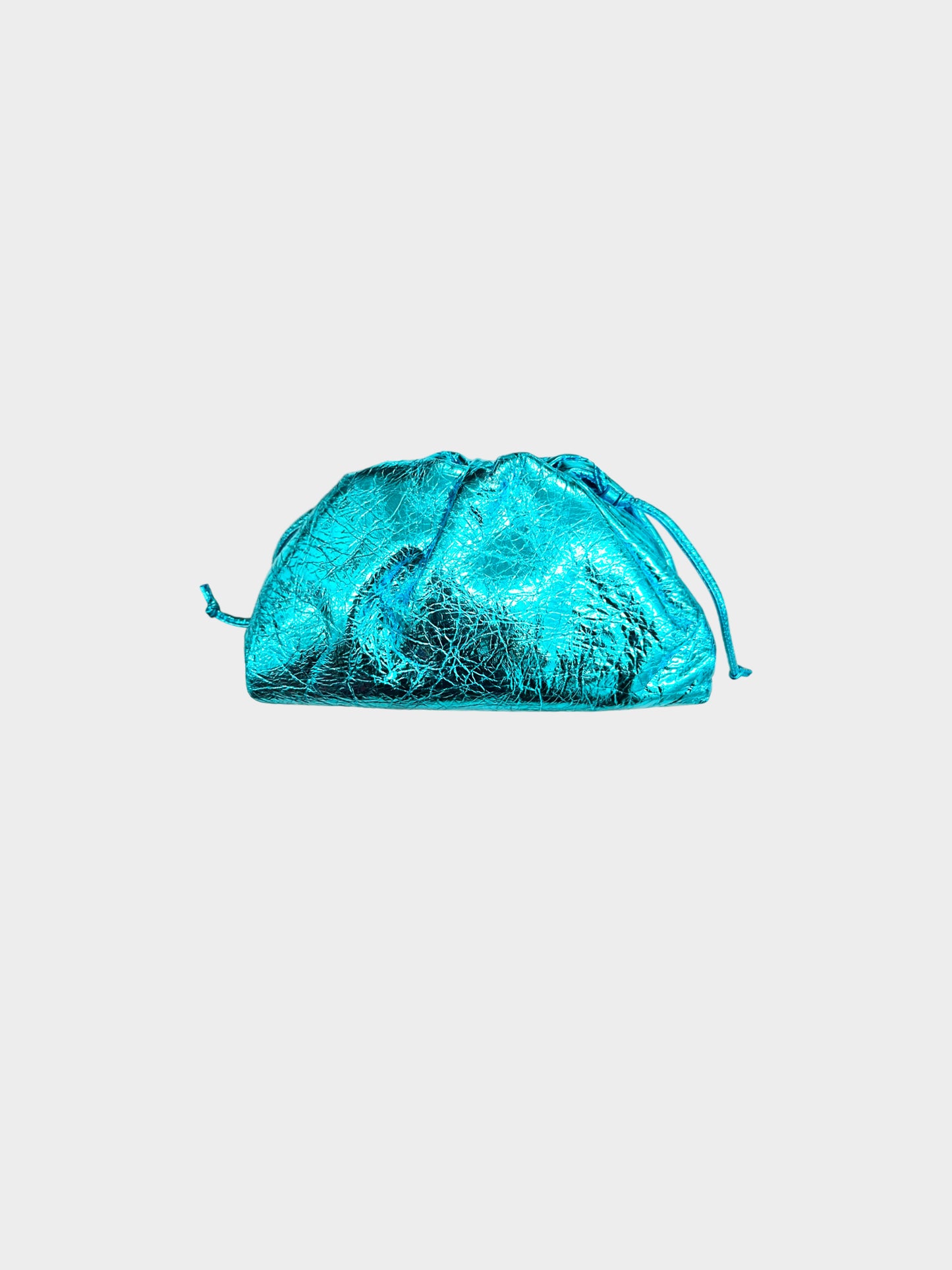 Bottega Veneta 2019 Metallic Turquoise Leather Mini Pouch with Strap