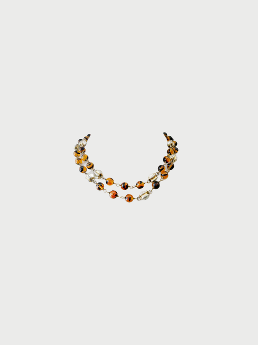 Chanel 1985 Brown Murano Glass Crystal Necklace