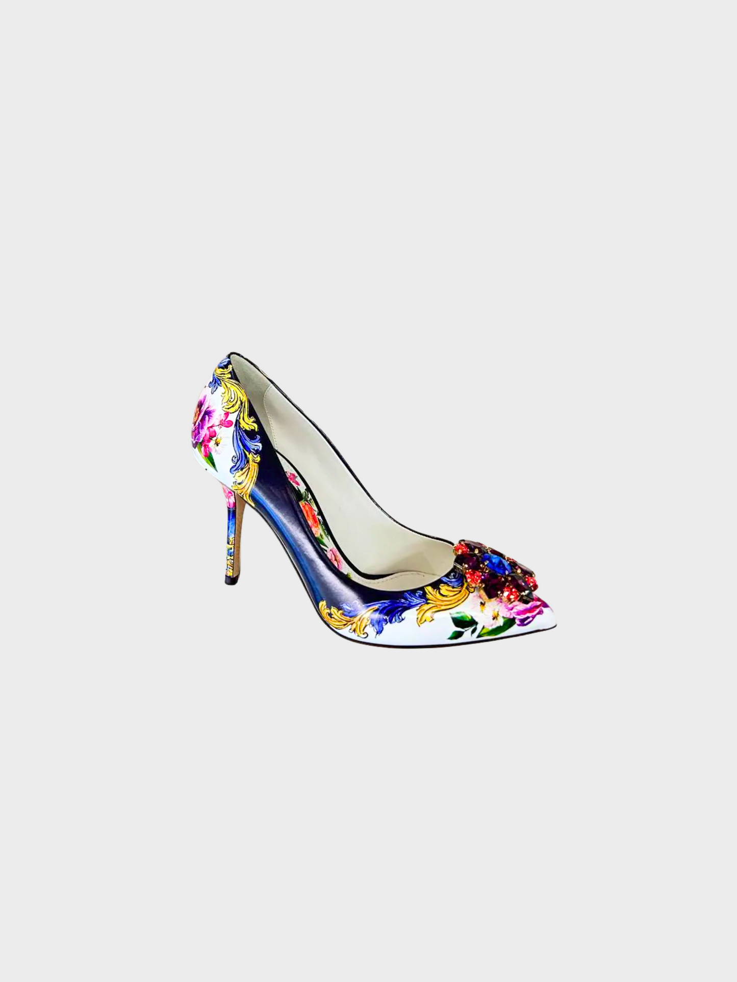 Dolce and Gabbana 2010s Multicolor Crystal Floral Pumps
