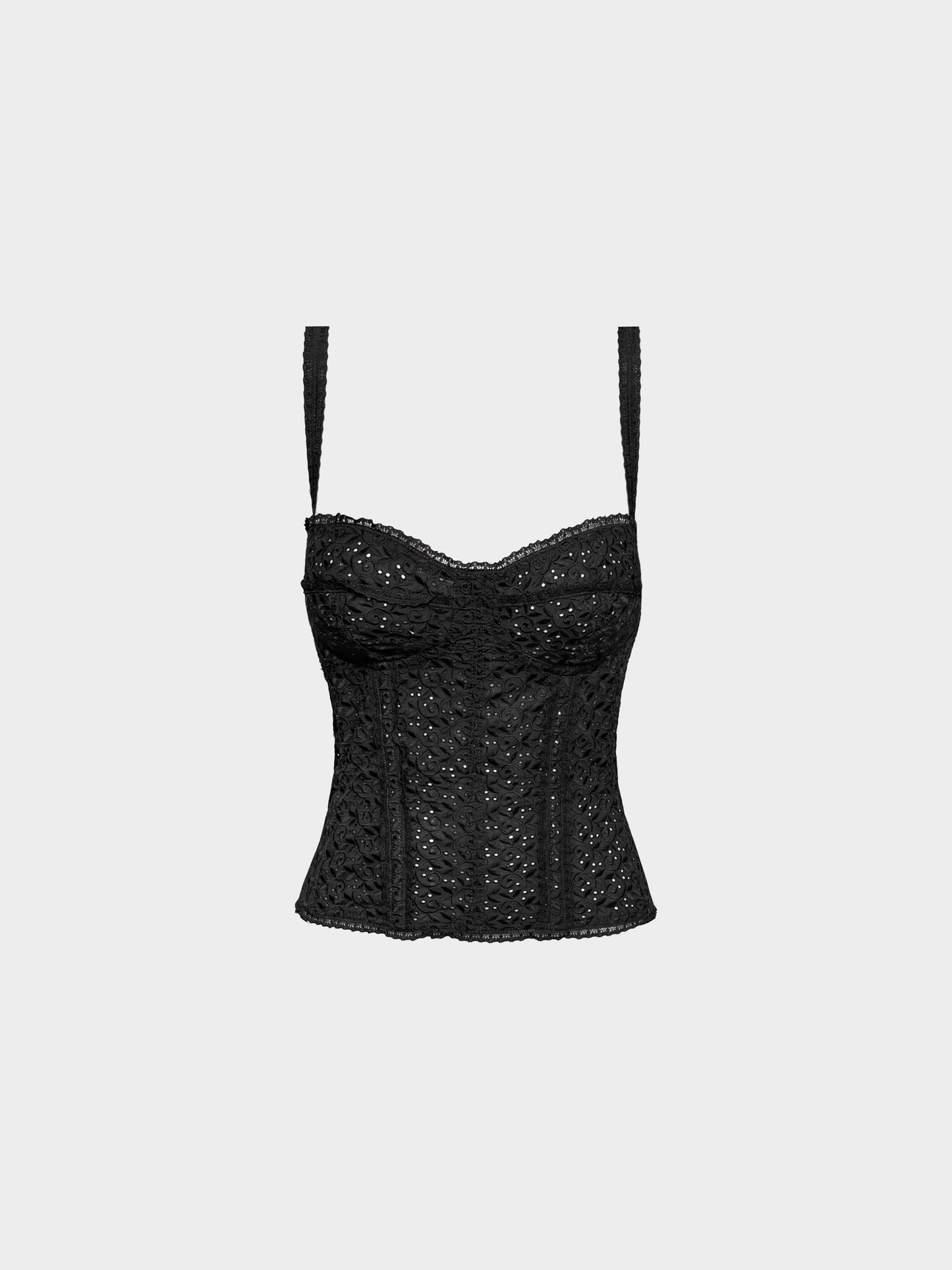 Dolce and Gabbana SS 2006 Black Spiral Eyelet Corset Top