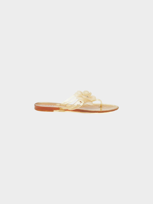 Chanel by Karl Lagerfeld Resort 2010 Beige Camelia PVC Sandals