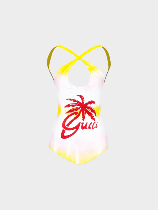 Gucci Resort 2022 Tie-dye Palm Print One-piece Swimsuit