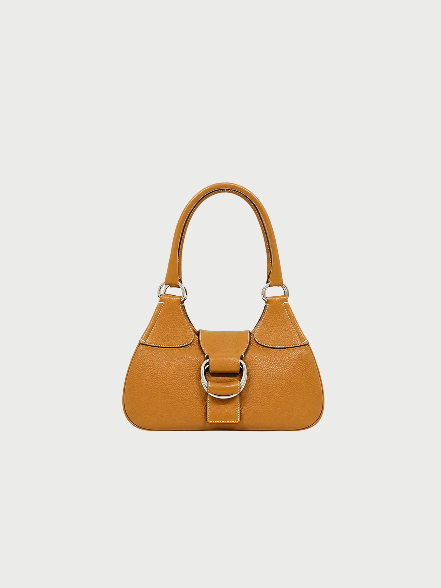 Prada 2000s Brown Leather Triangle Logo Hardware One-Shoulder Bag