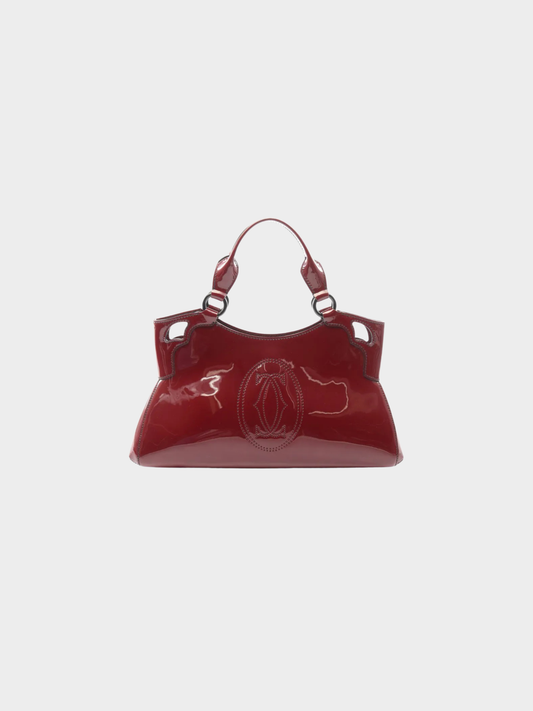 Cartier 2000s Bordeaux Patent Leather Marcello de Cartier Handbag