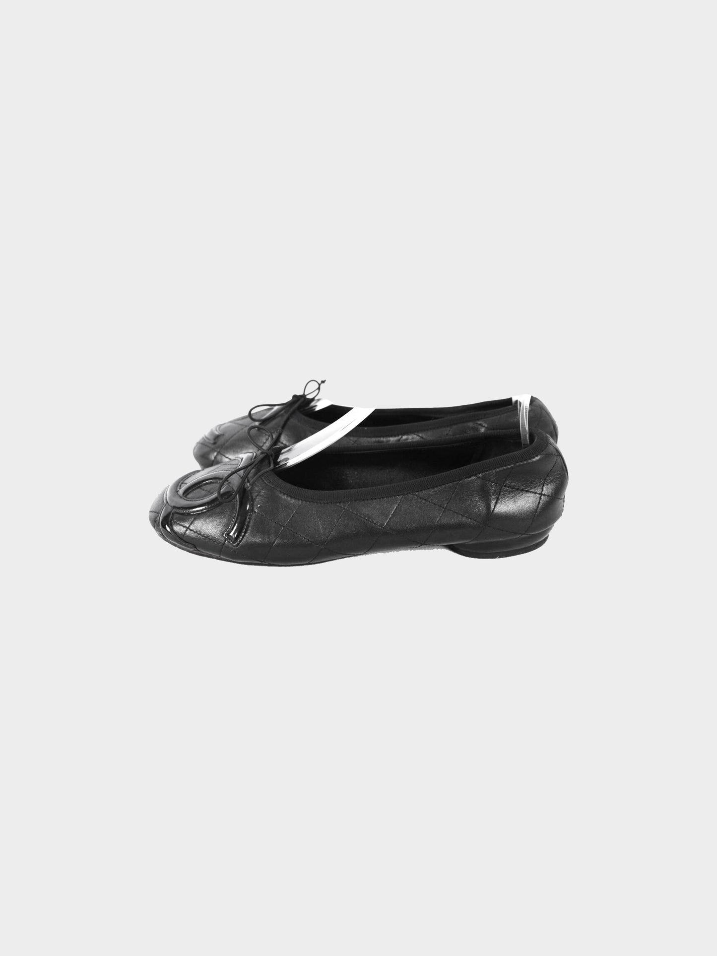 Chanel FW 2010 Black Leather Cambon Ballet Flats