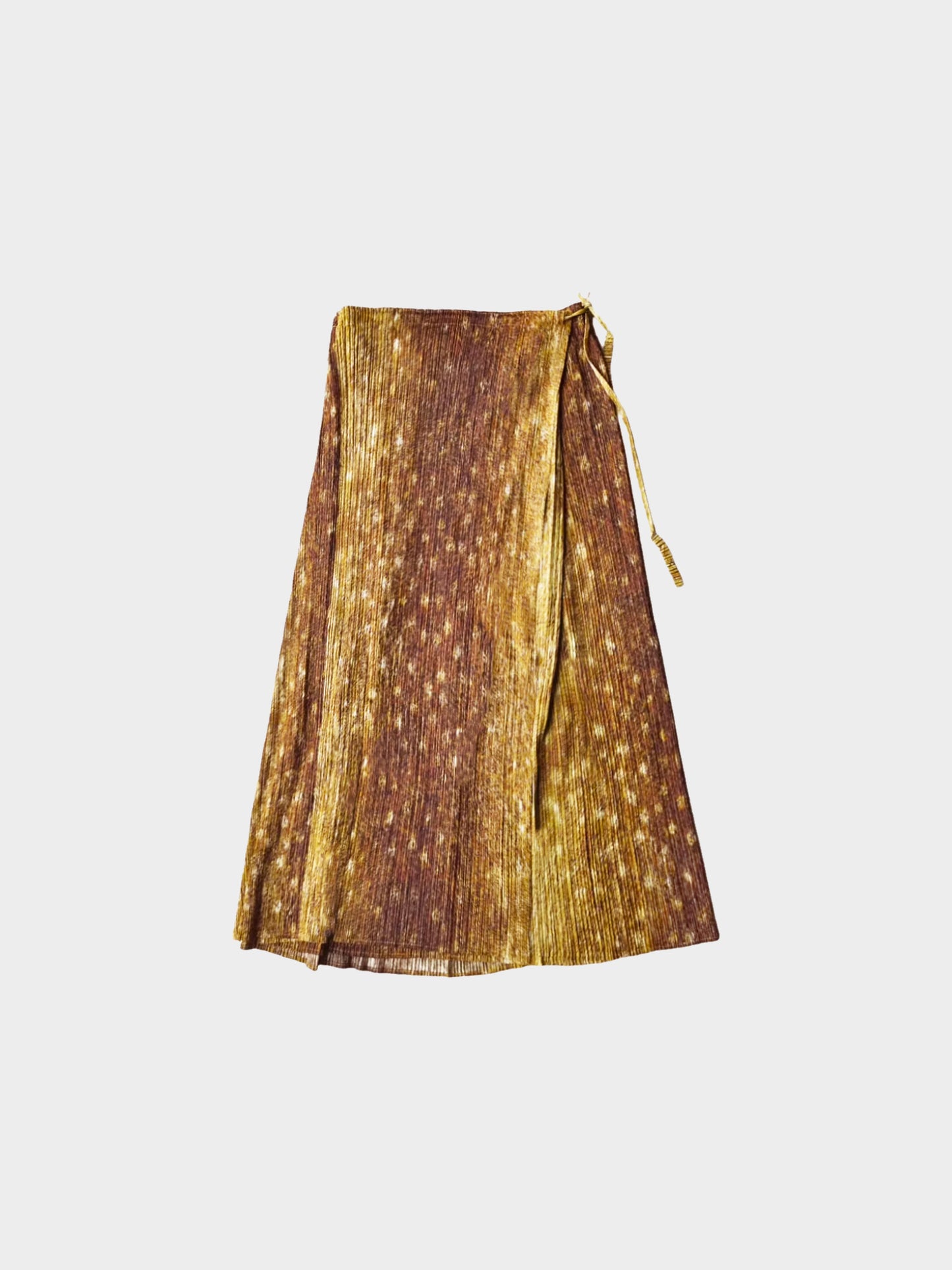 Issey Miyake Pleats Please FW 2003 Rare Brown Deer Print Wrap Skirt
