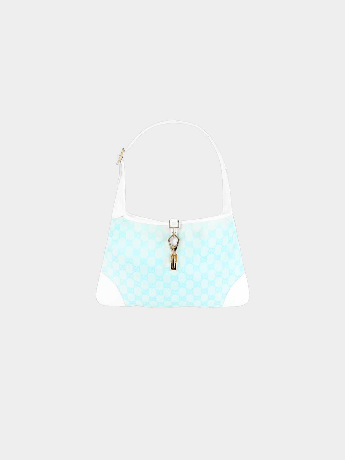 Gucci 2000s Blue and White GG Canvas and Leather Jackie Kandinsky Shoulder Bag
