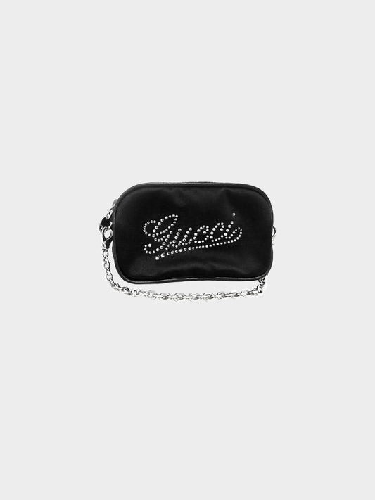 Gucci 2000s Velour Mini Chain Pouch