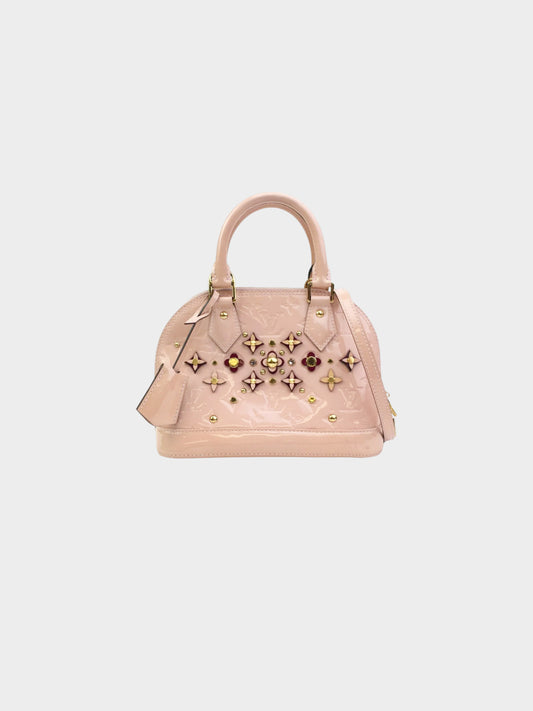 Louis Vuitton 2018 Pink Monogram Vernis Flowers Alma BB Bag