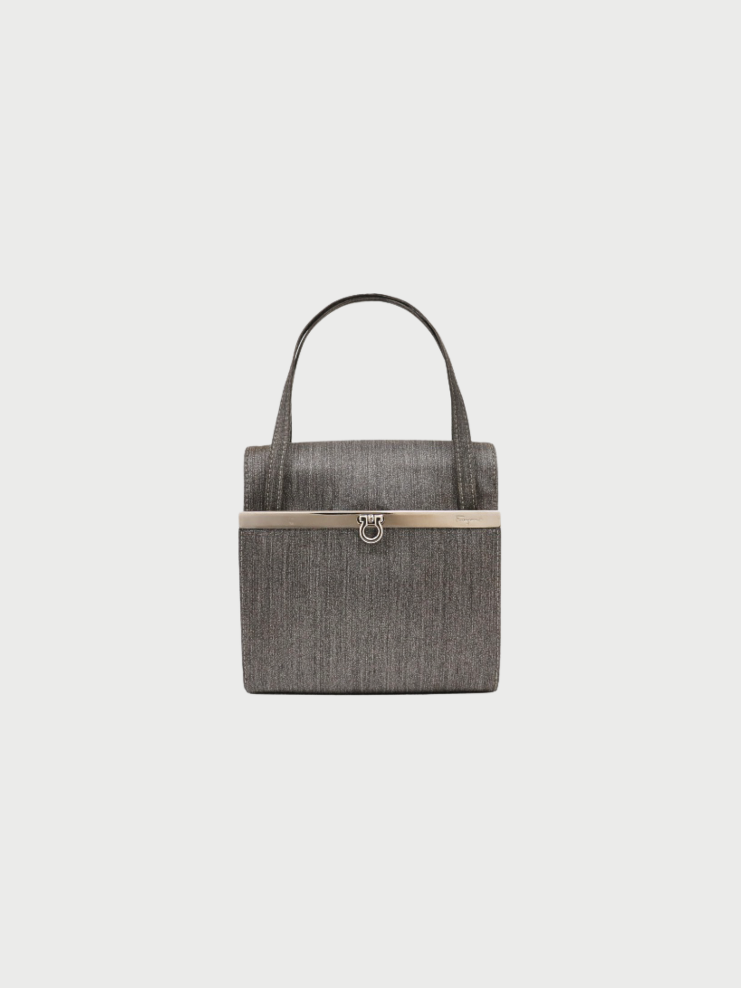 Salvatore Ferragamo 2000s Gray Nylon Gancini Mini Handbag