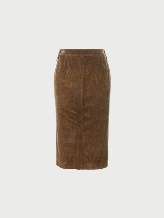 Hermès by Martin Margiela 2000s Brown Cotton Cashmere Skirt
