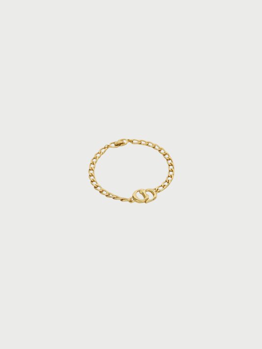 Christian Dior 2000s Gold Plated Metal CD Ribbon Bracelet