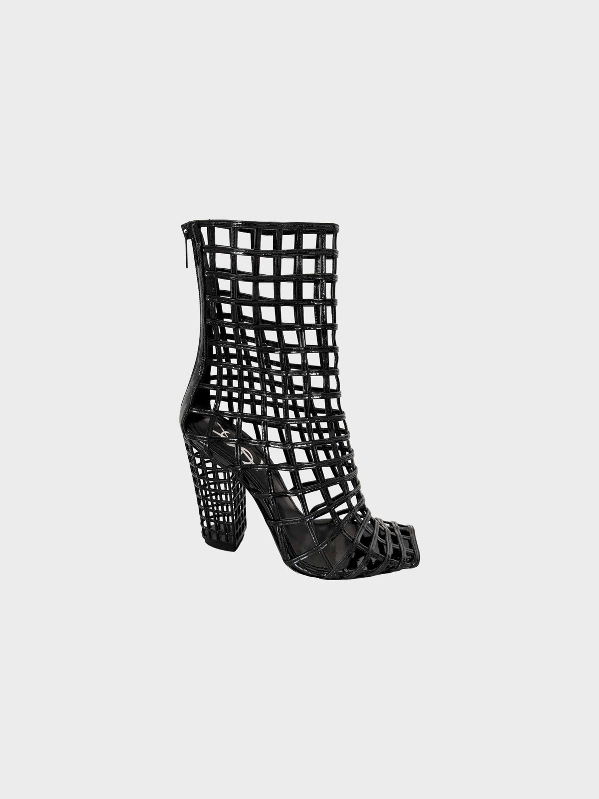 Yves Saint Laurent SS 2009 Black Patent Leather Cage Boots