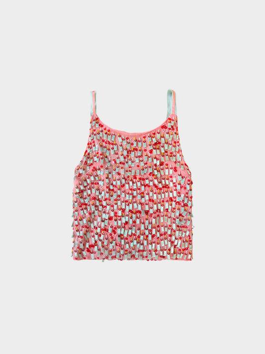 Blumarine 2000s Pink Embellished Sleeveless Top