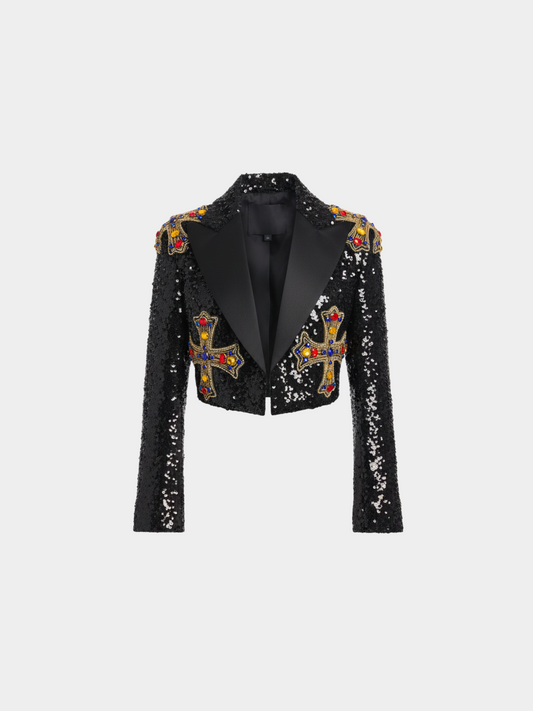 Dolce & Gabbana 2010s Black Embellished Sequin Blazer