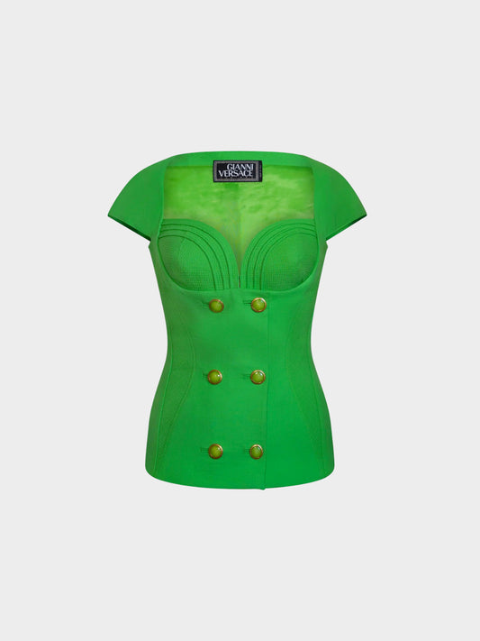 Gianni Versace SS 1993 Green Wool Top