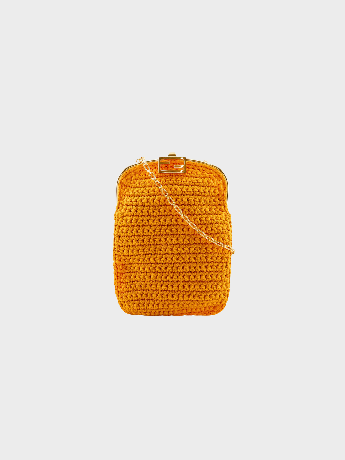 Fendi 2010s Yellow Crochet Two-Way Baguette Bag