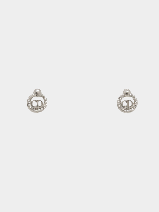 Christian Dior 2000s Silver CD Twist Hoop Earrings
