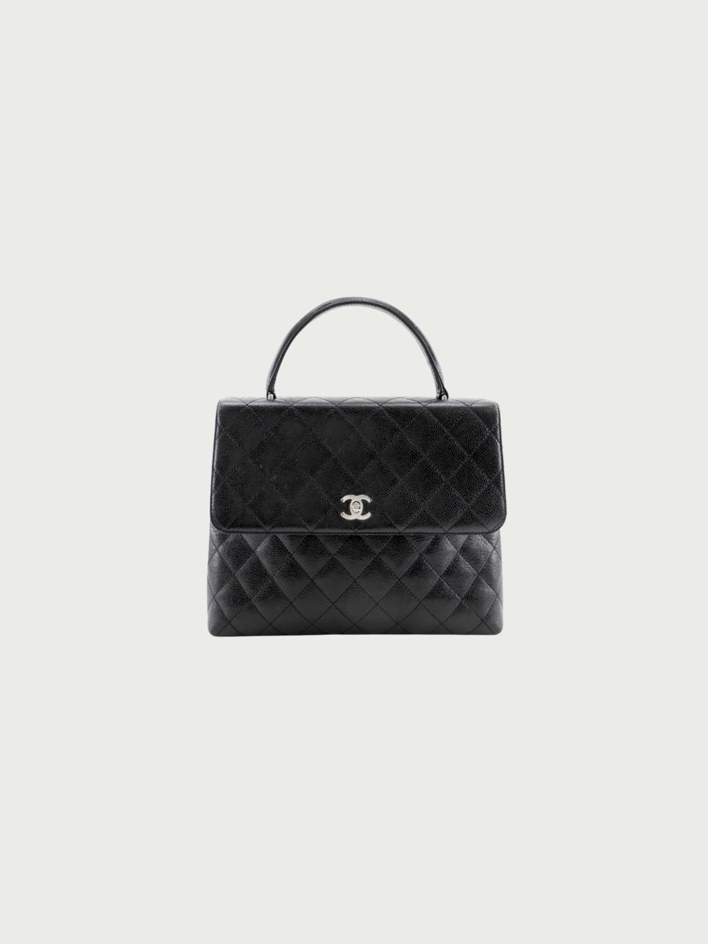 Chanel 1990s Black Caviar Matelassé Top Handle Bag