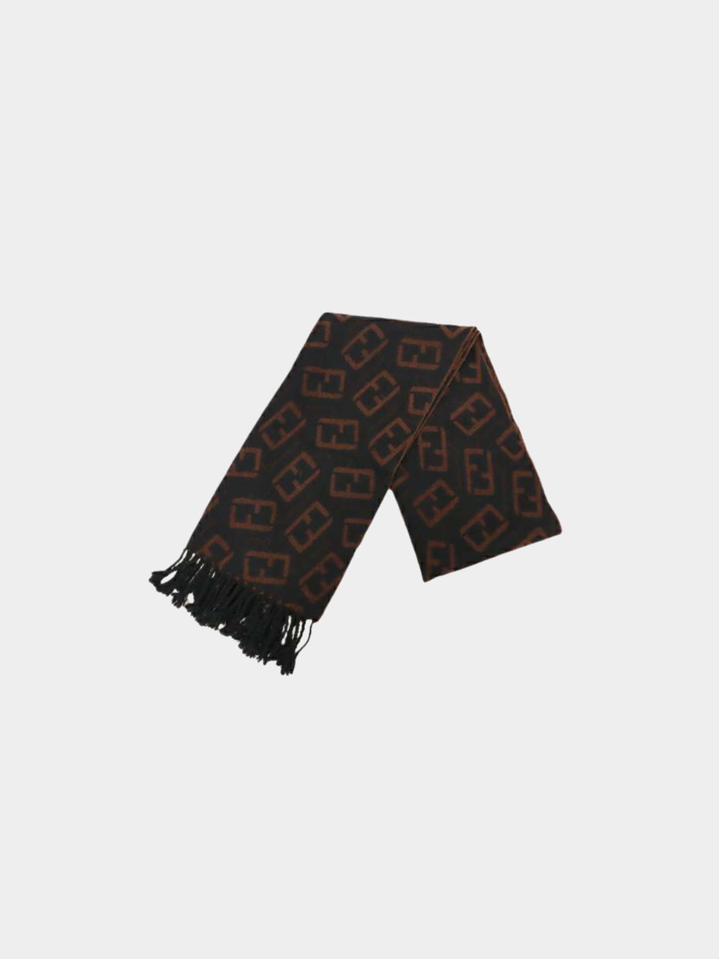 Fendi 2000s Black Brown Zucca Reversible Wool Scarf