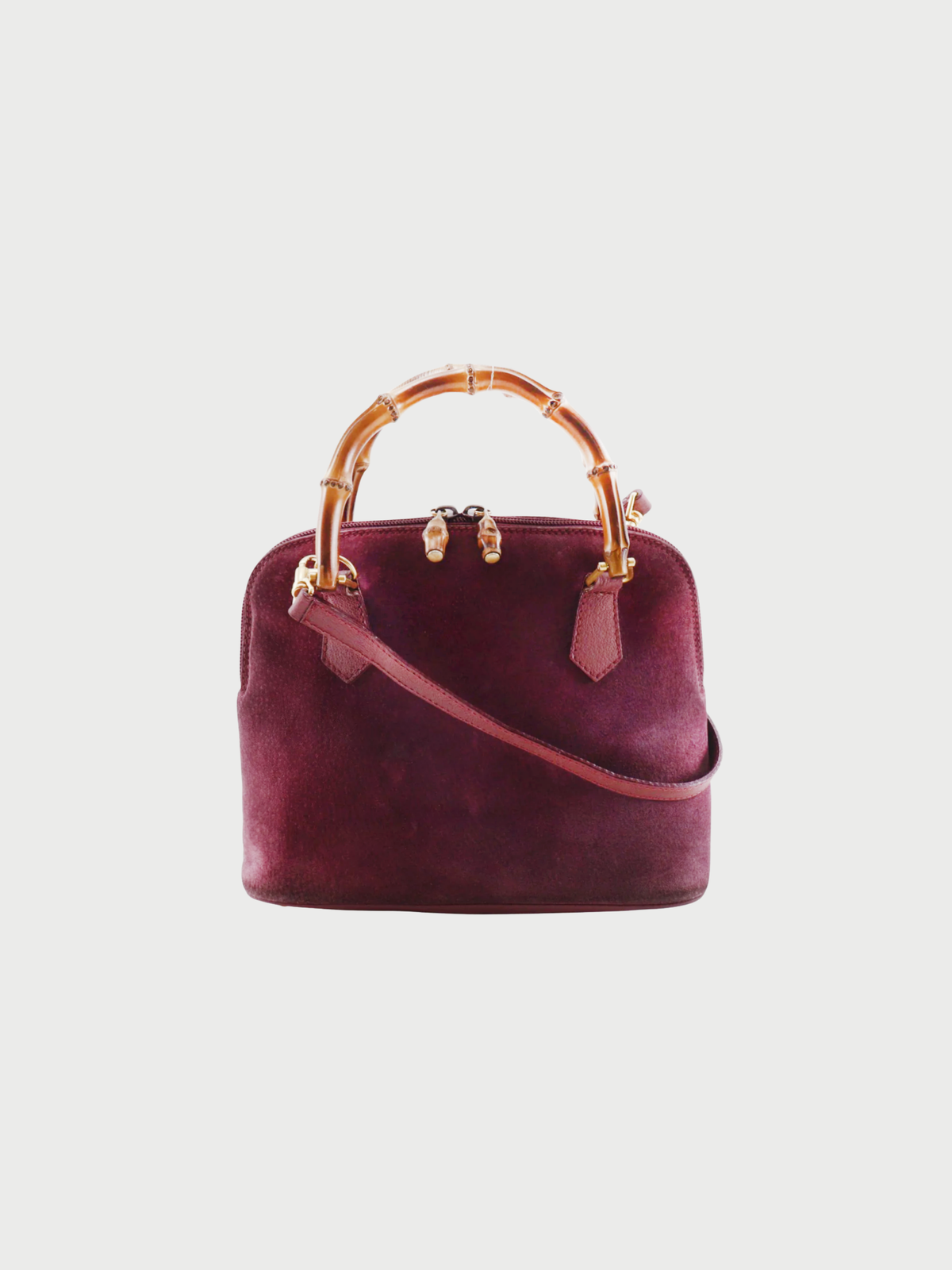 Gucci 1990s Purple Suede Bamboo 2way Handbag