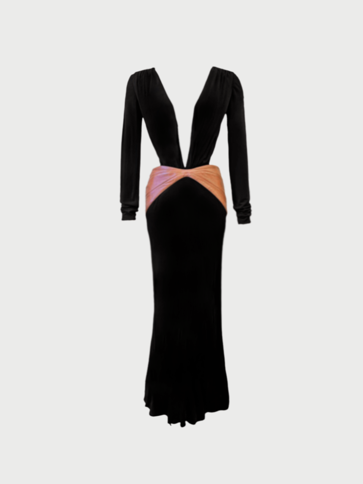 Gianni Versace FW 2001 Black Jersey and Brown Leather Gown